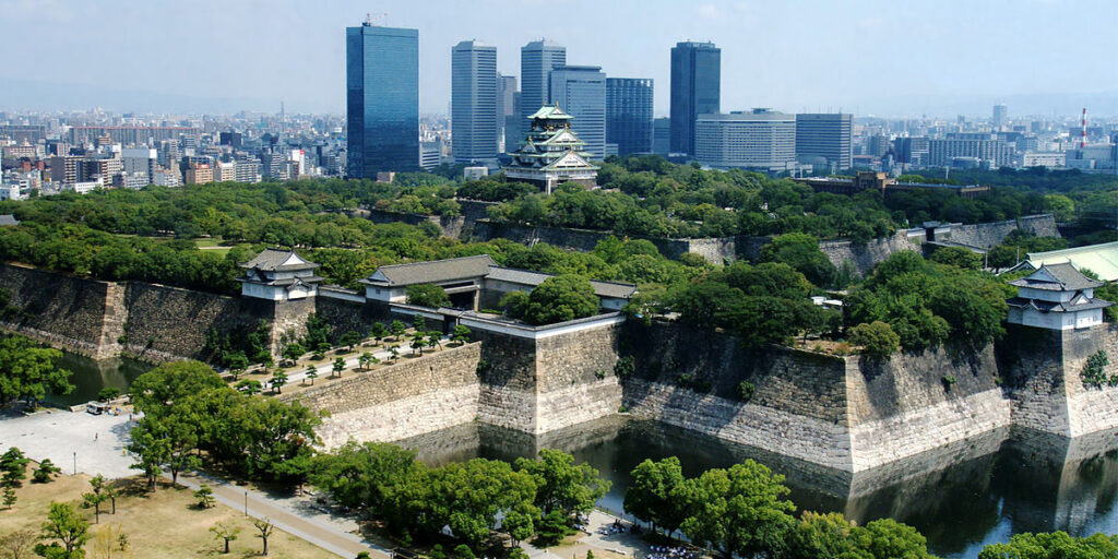 Osaka Castle Area in Osaka, Japan.