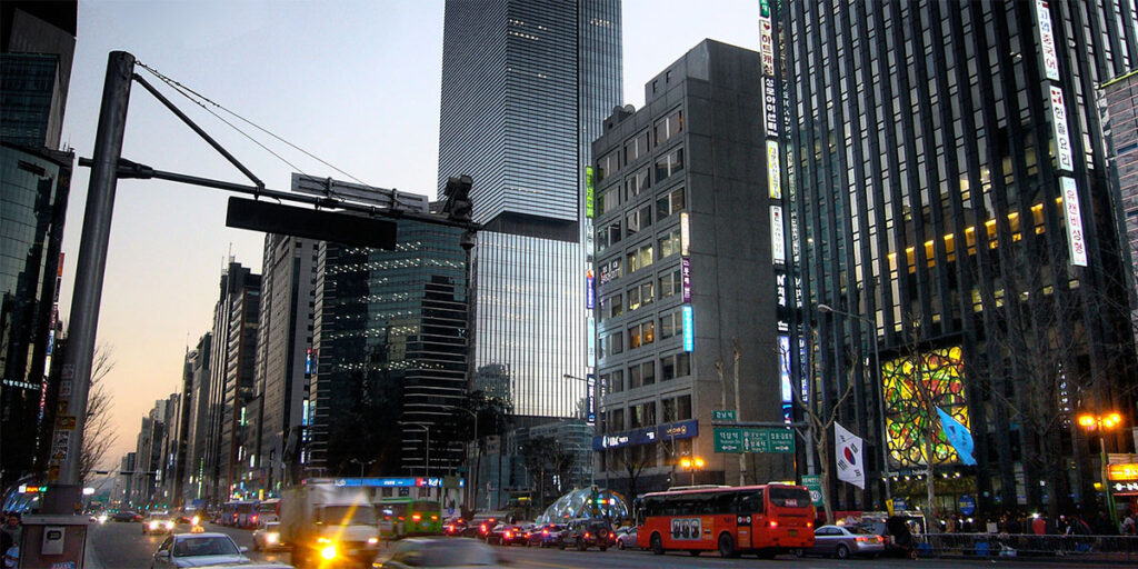 Gangnam district in Seoul, Korea.